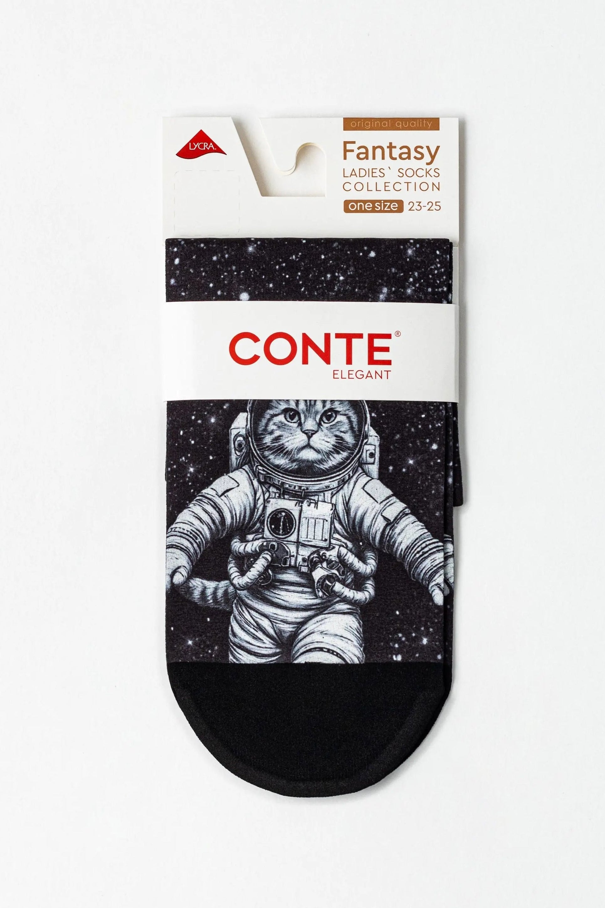 Pack of Conte socks with an astronaut design on a white background