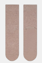 Pair of beige socks on a white background #color_beige