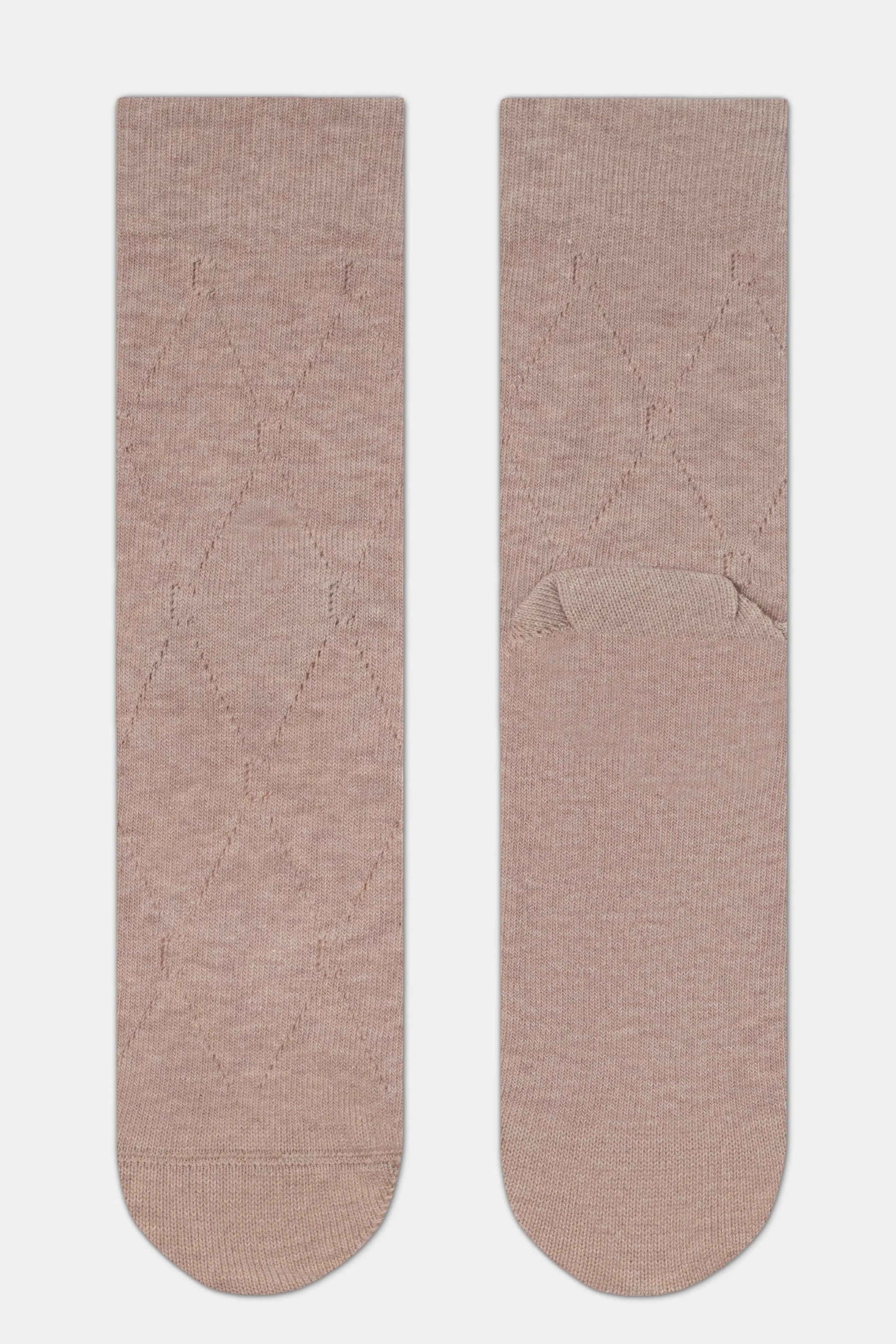 Pair of beige socks on a white background #color_beige