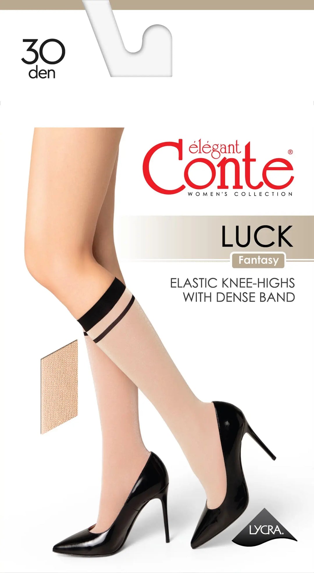 Elegant Conte Luck Fantasy elastic knee-highs with a dense band on a white background