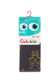 Children's socks with robot design in packaging on a white background #color_dark-gray