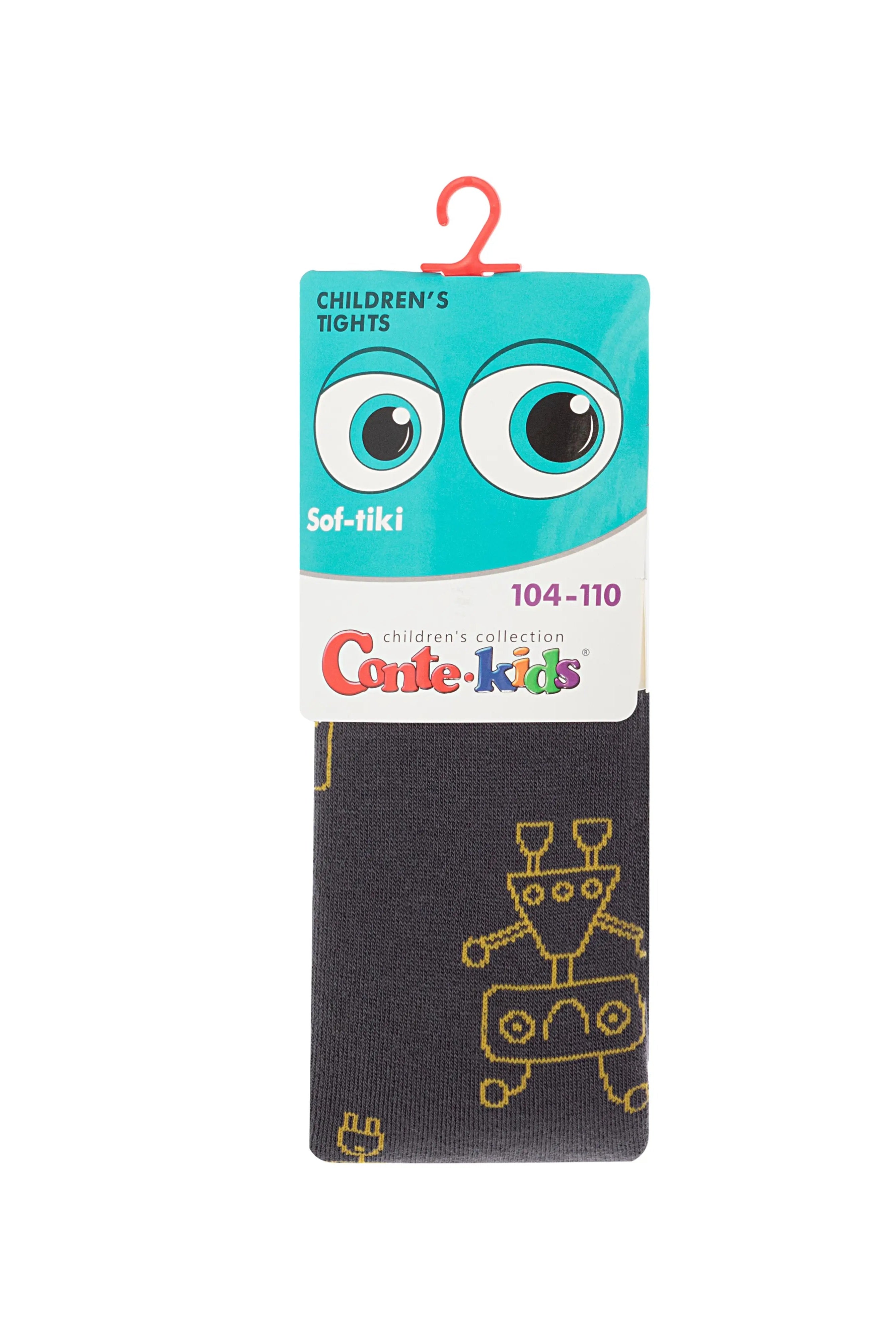 Children's socks with robot design in packaging on a white background #color_dark-gray