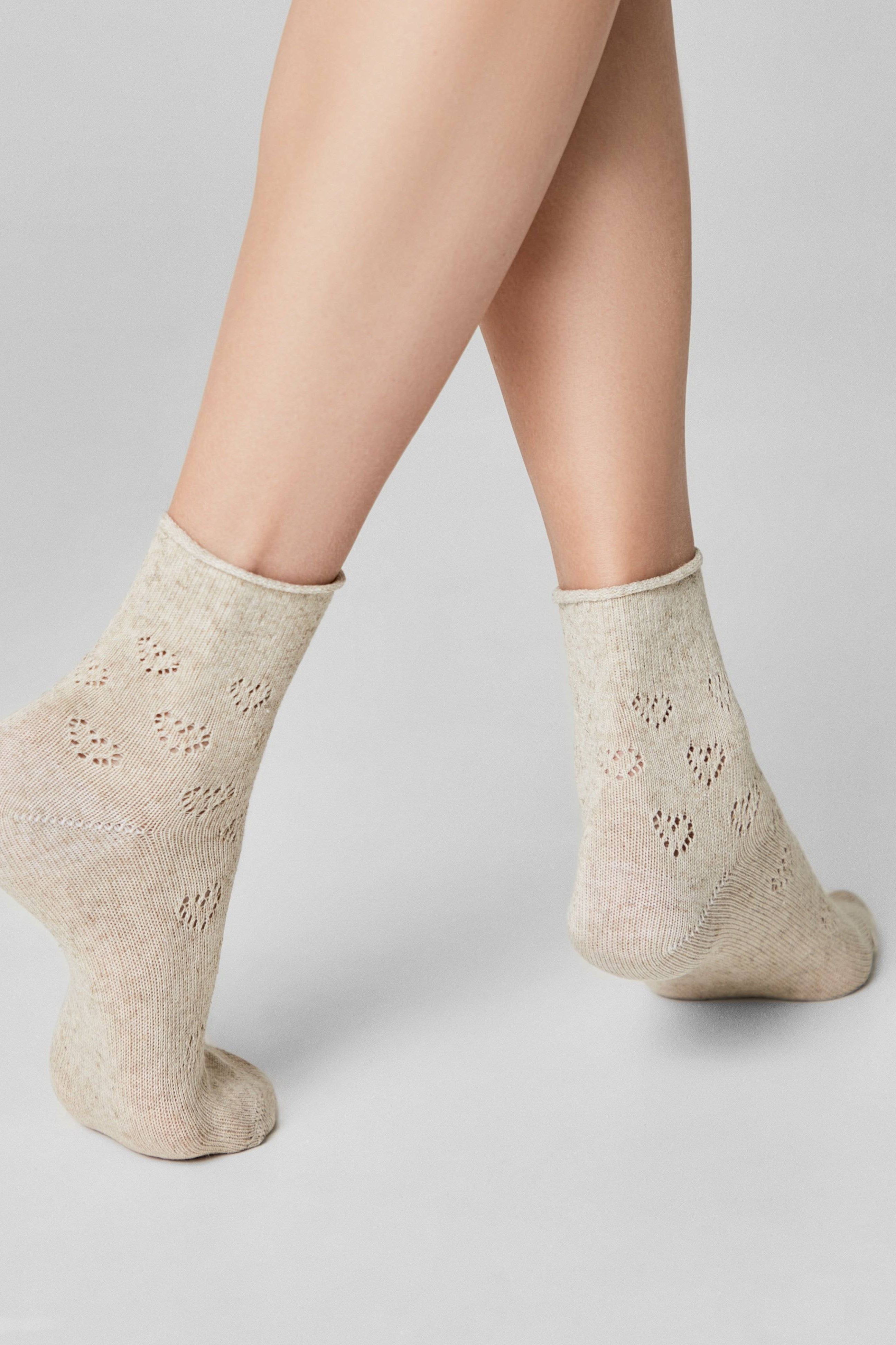 Cotton Linen Socks Conte Classic 542 - Hearts Pattern