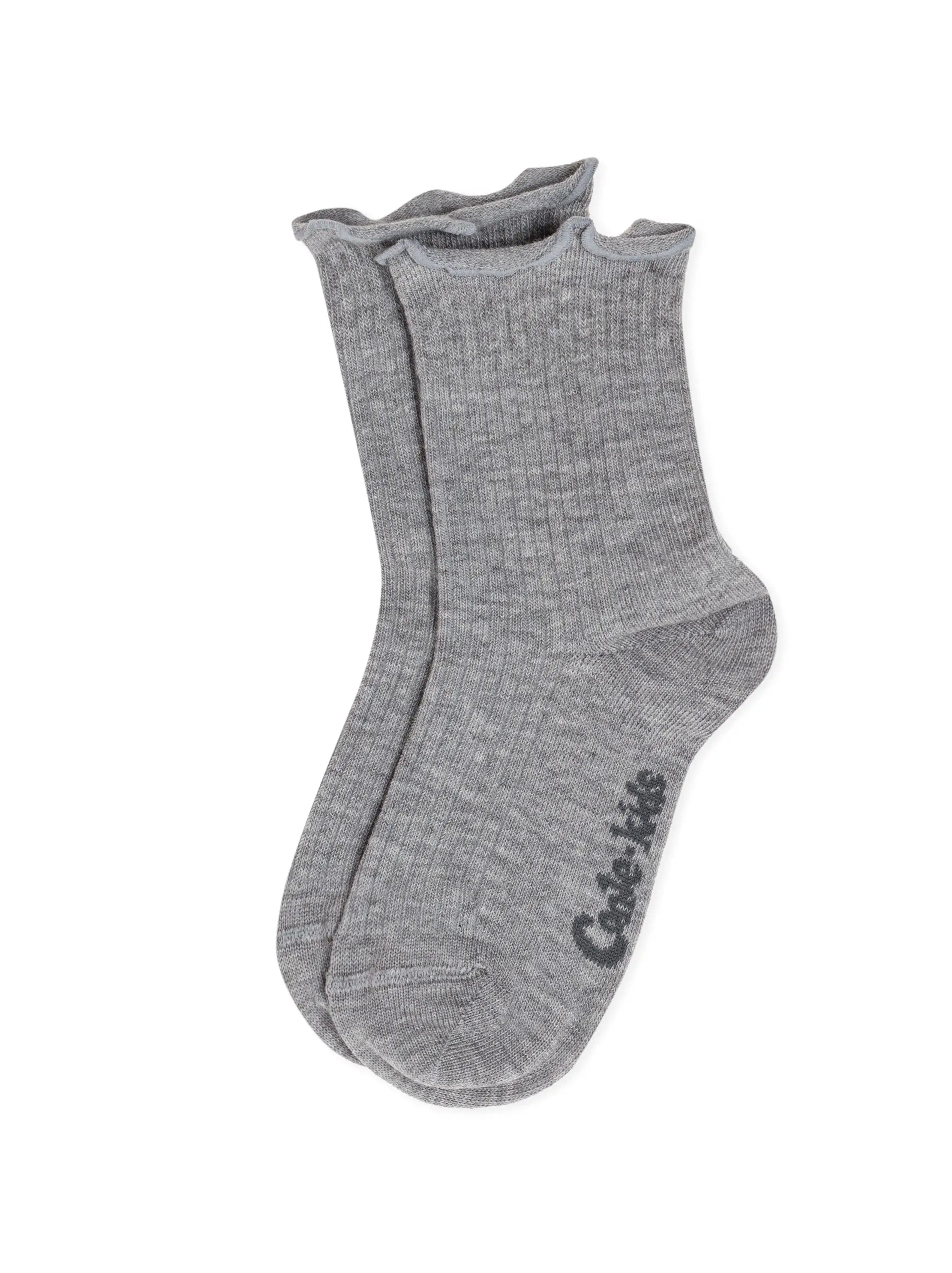 Gray sock with a brand logo on a white background #color_gray