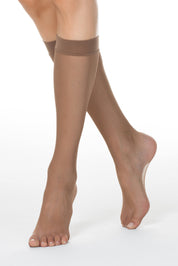 Brown fishnet stockings worn by a person on a white background #color_bronz-tan