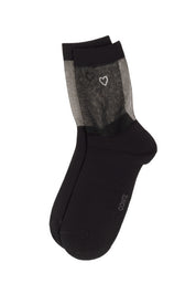 Black sock with gray heel and toe on a white background #color_black