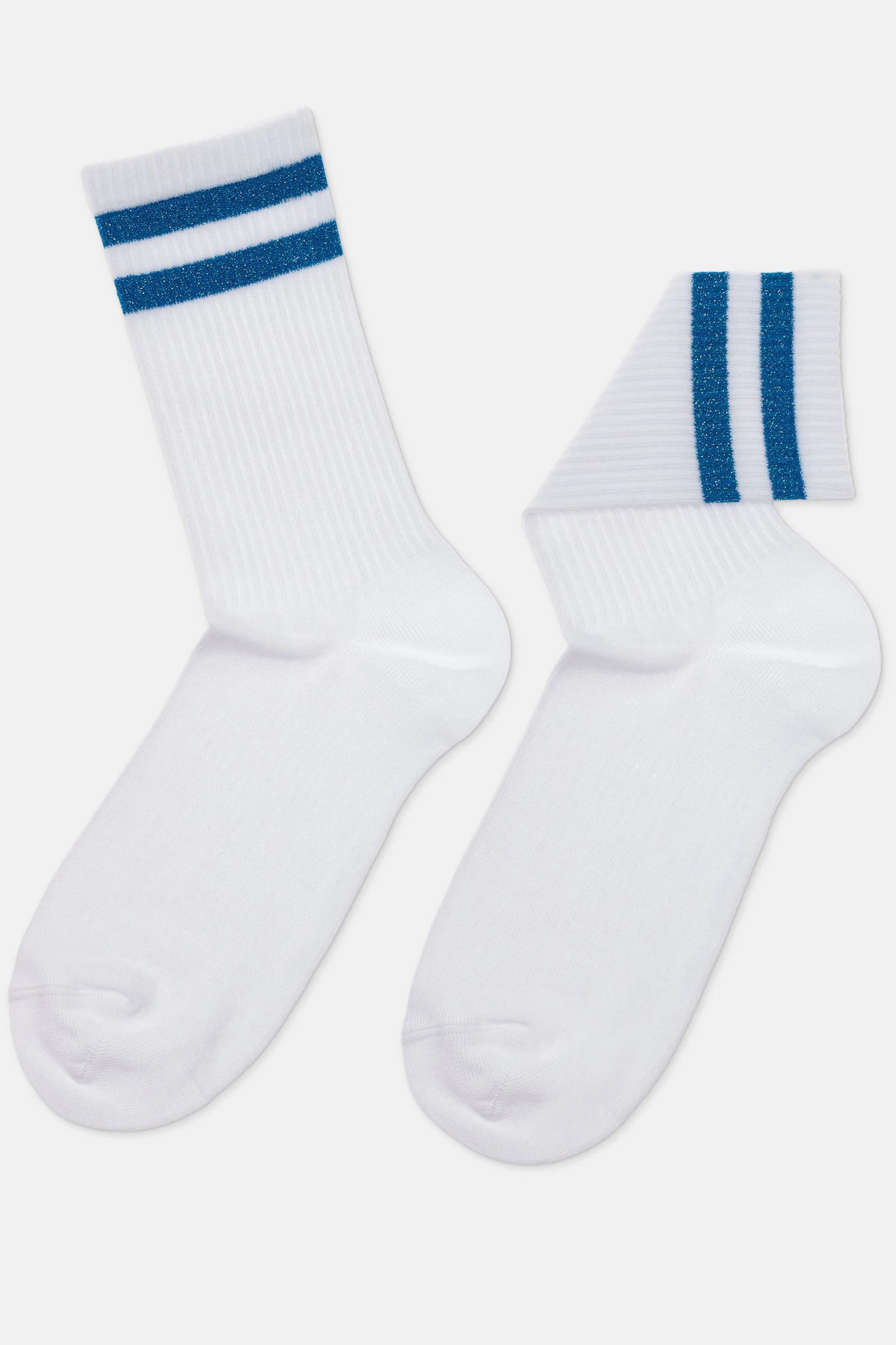 White socks with blue stripes on a white background #color_blue