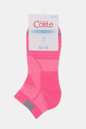 Pink sock with a label on a white background #color_pink