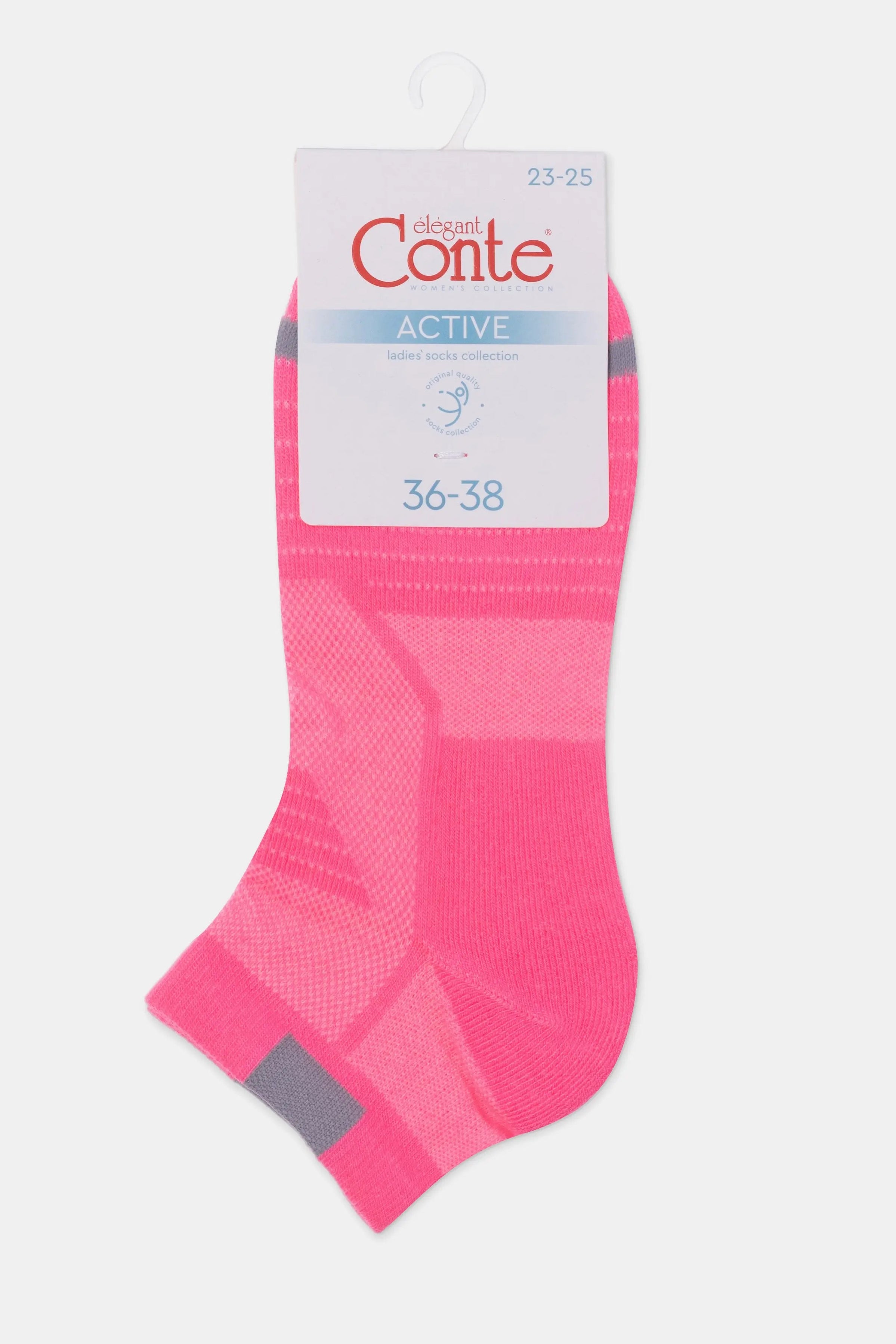 Pink sock with a label on a white background #color_pink