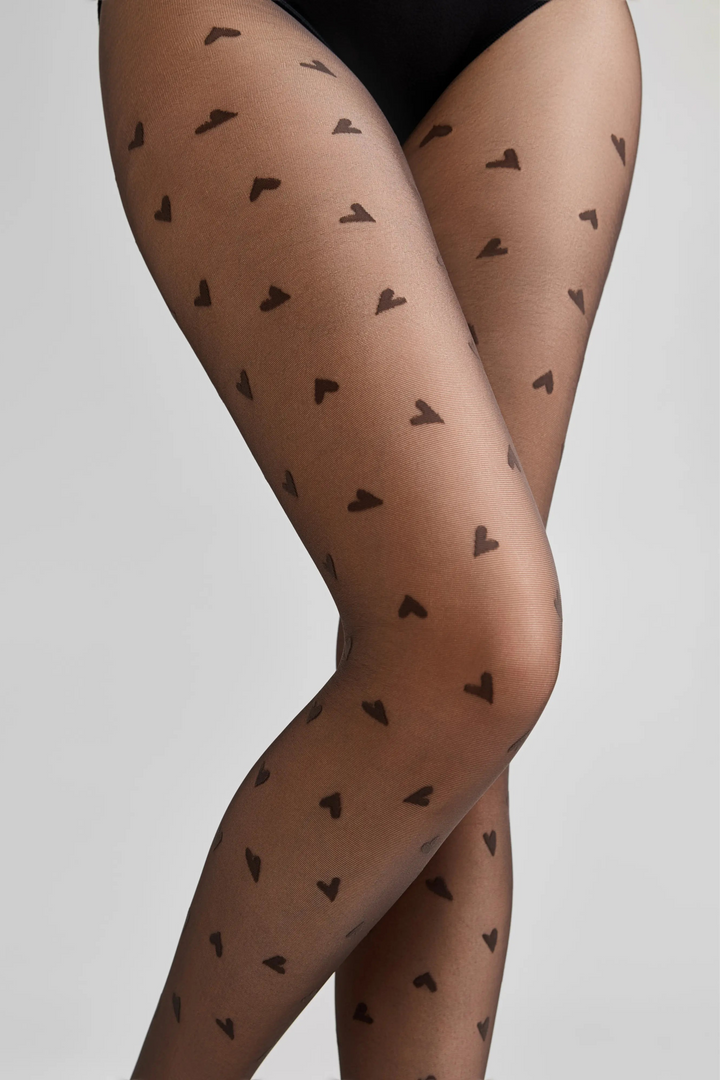 Tights with heart pattern on a plain background #color_grafit