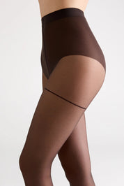 Brown sheer stockings on a white background