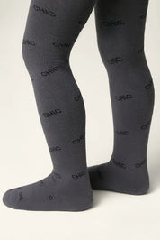 Dark gray tights with 'CHIC' print on a white background #color_dark-gray