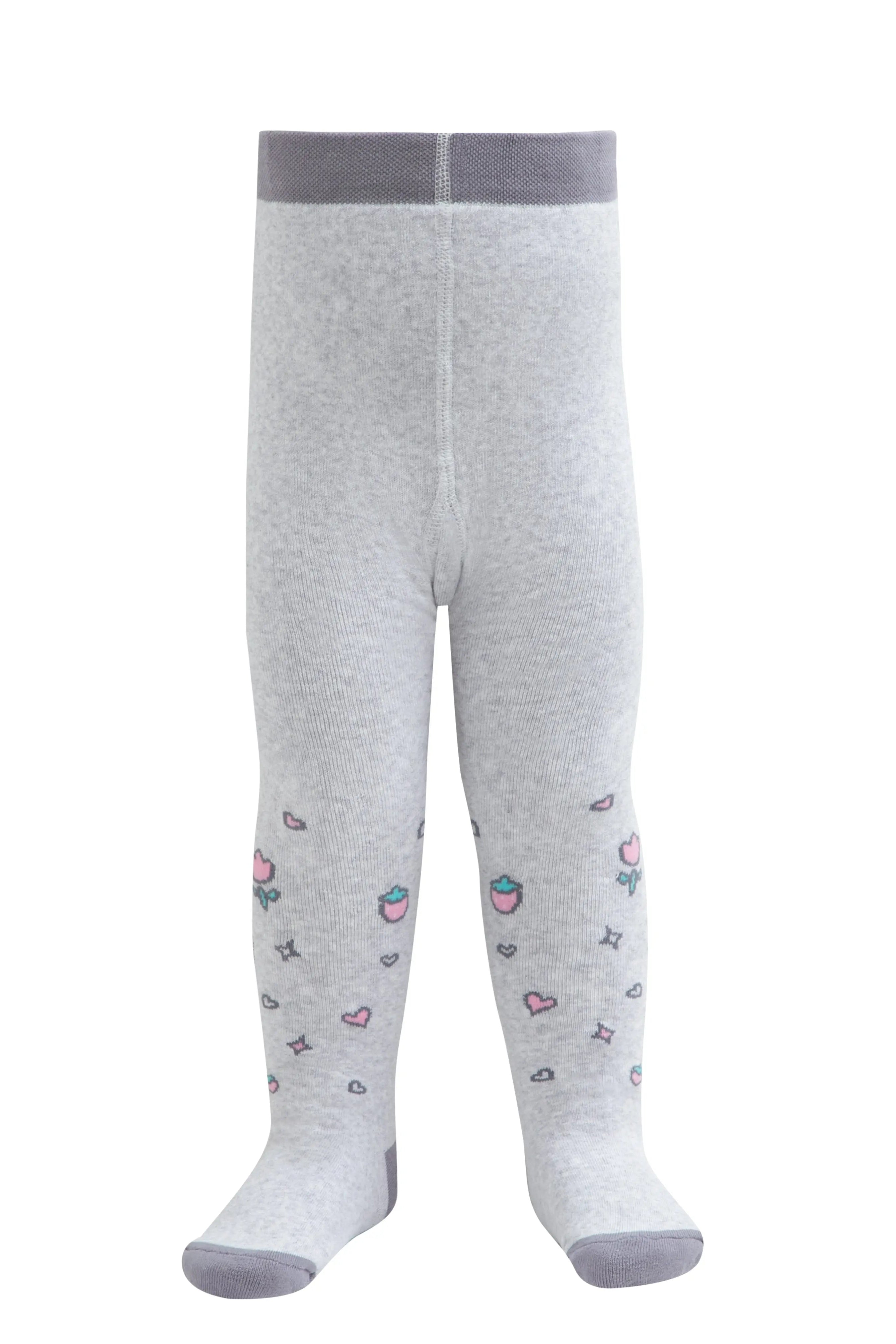 Gray tights with heart and cupcake patterns on a white background #color_light-gray