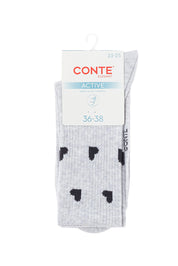 Pack of Conte socks with black heart patterns on a white background #color_light-gray