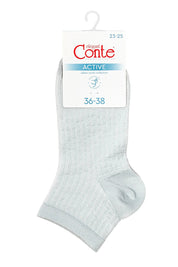 Light gray sock on a white background with Conte label #color_light-gray