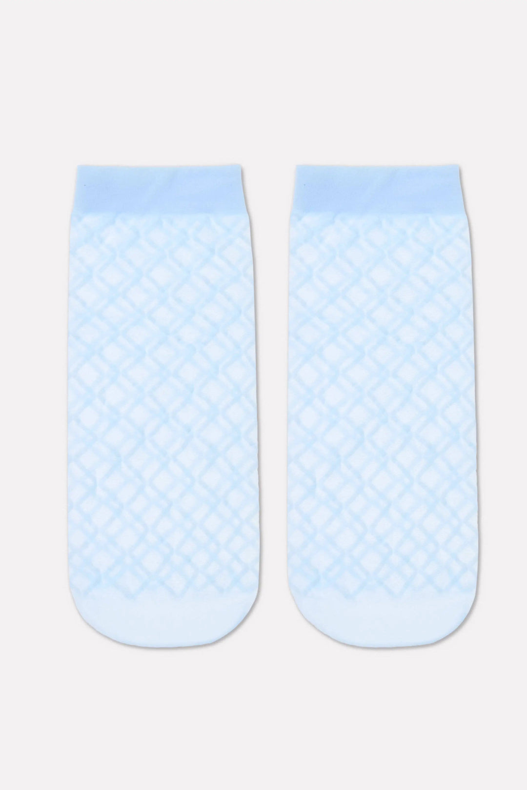 Pair of light blue socks with a textured pattern on a white background #color_light-blue