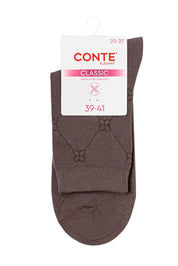 Brown sock with a CONTE label on a white background #color_coffee