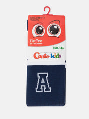 Navy blue socks with a white logo in a Conti-Kids packaging on a white background