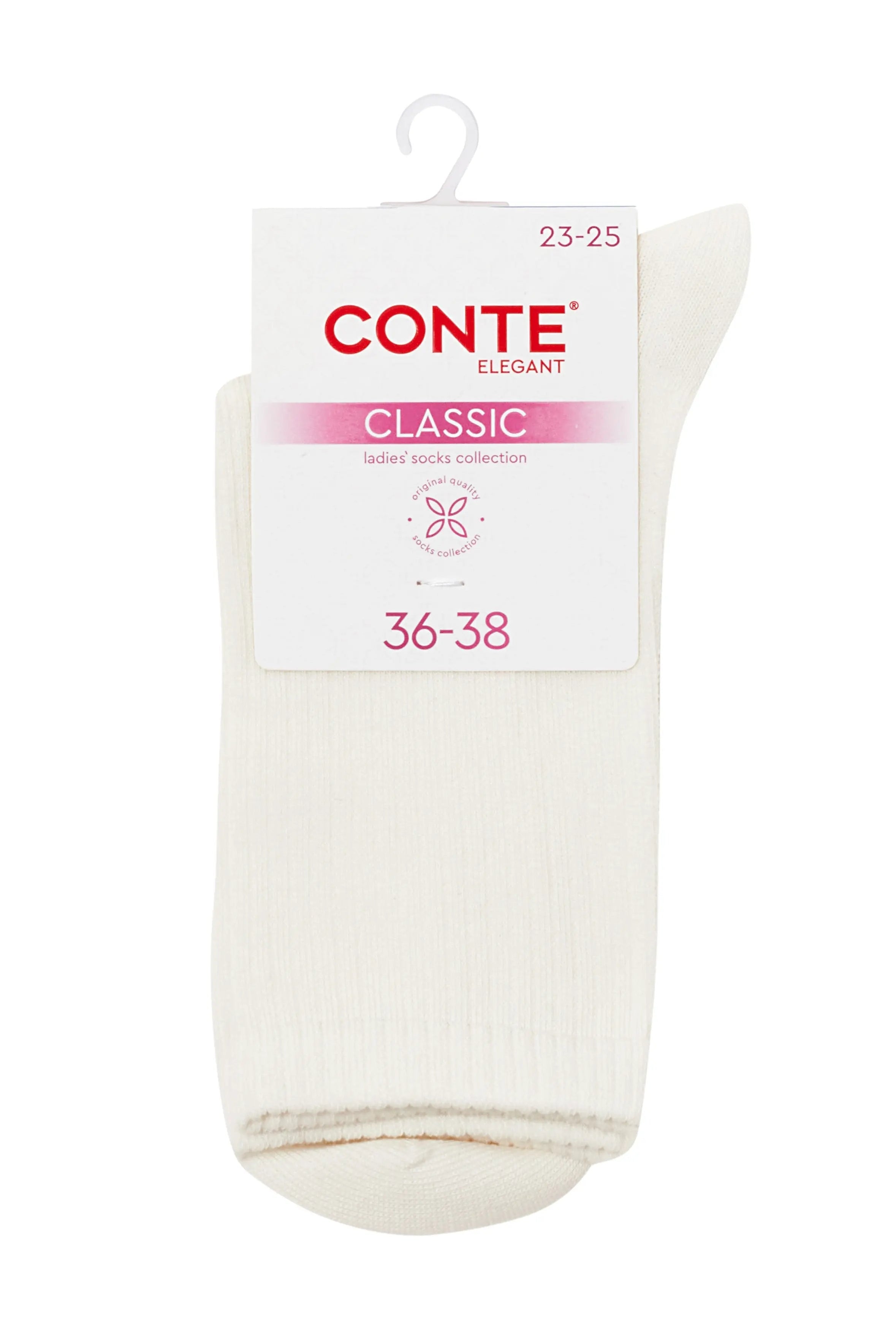 White sock with Conte packaging on a white background #color_milky