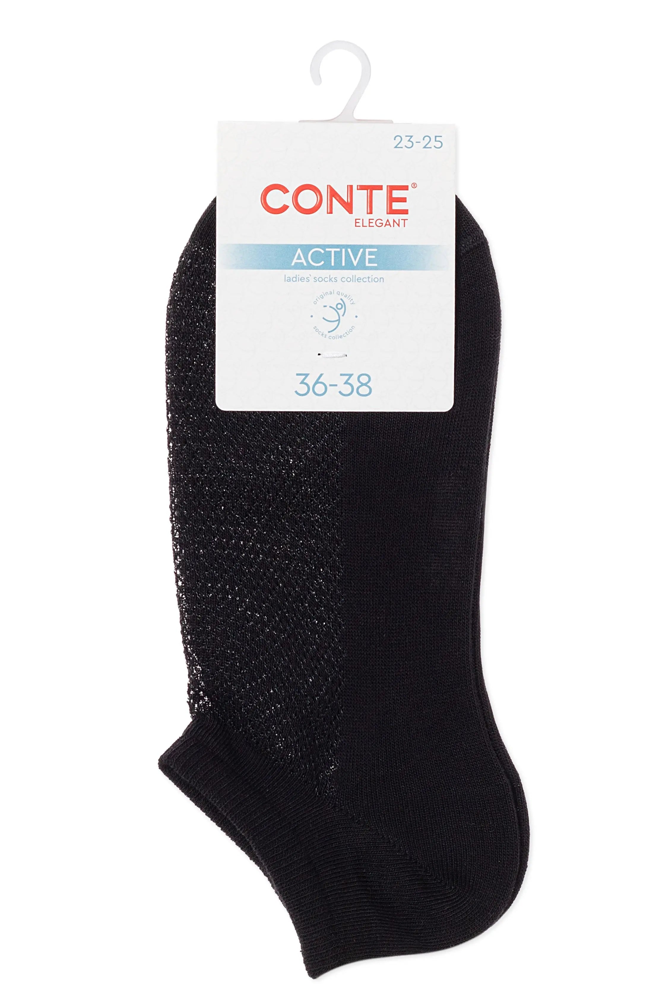 Black sock with Conte label on a white background #color_black