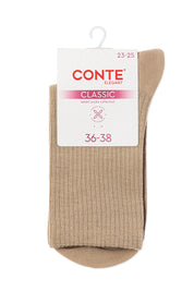 Beige sock with Conte label on a white background #color_beige