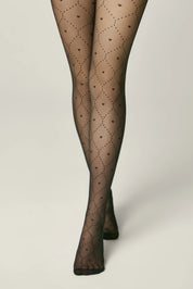 Black patterned tights on a plain background #color_nero-black