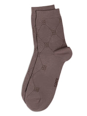 Brown sock with geometric pattern on a white background #color_coffee