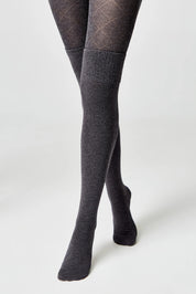 Gray tights with patterned tights on a white background #color_dark-gray