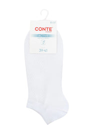White ankle sock with Conte branding on a white background #color_white