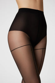 Black sheer stockings on a plain background