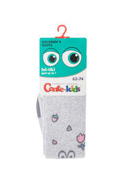 Children's tights with a floral pattern on a white background, featuring the brand 'Conte Kids'. #color_light-gray