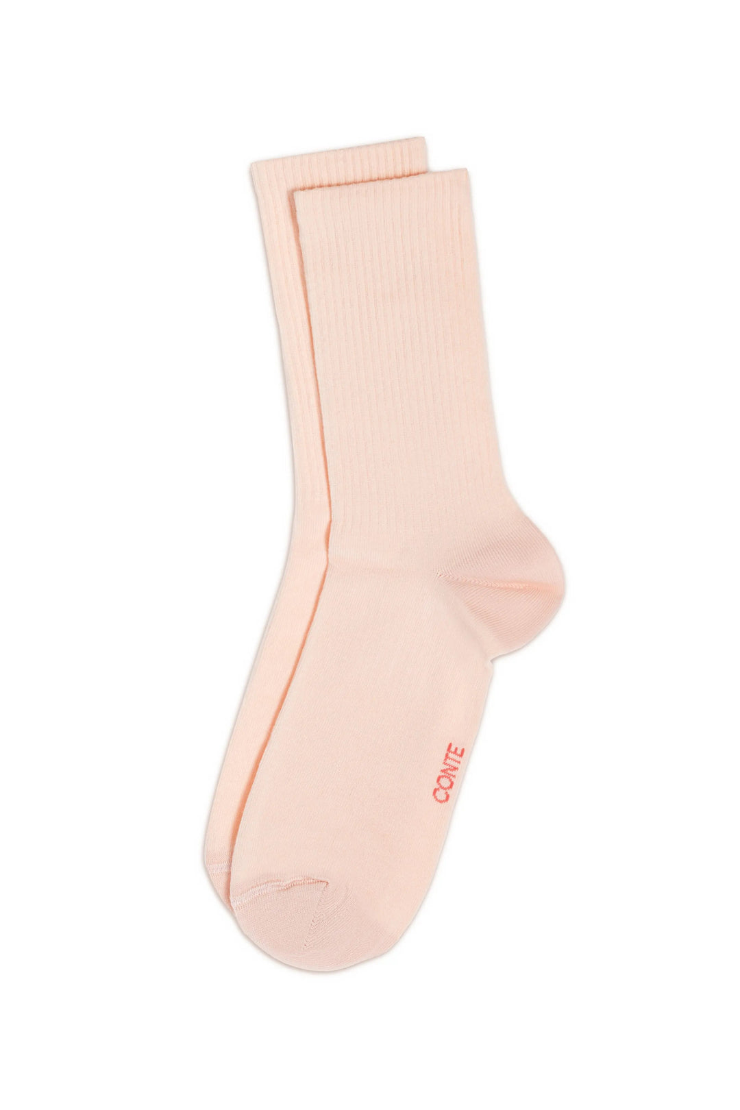 Single light pink sock with 'LOVE' text on a white background #color_peach