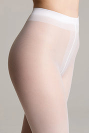White sheer stockings being worn on a plain background #color_bianco