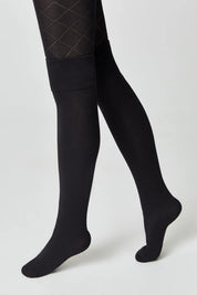 Black tights with a diamond pattern on a white background #color_black