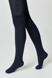 Navy tights with a diamond pattern on a white background #color_dark-blue