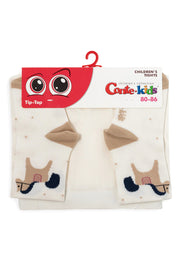 Children's tights with cowboy design in packaging on a white background #color_milky