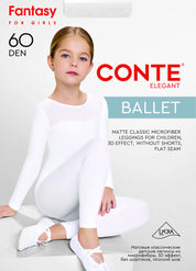 Girl wearing white leggings with Conte Elegant branding on a white background #color_nero-black