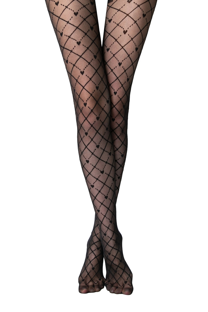 Fantasy Tights Conte Bella - Geometric Pattern with Hearts