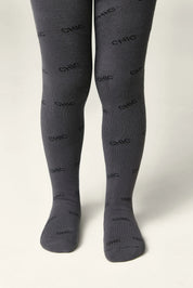 Dark gray tights with 'CHIC' print on a white background #color_dark-gray
