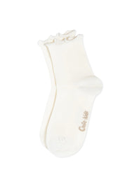 White ankle sock with a bow on a white background #color_milky
