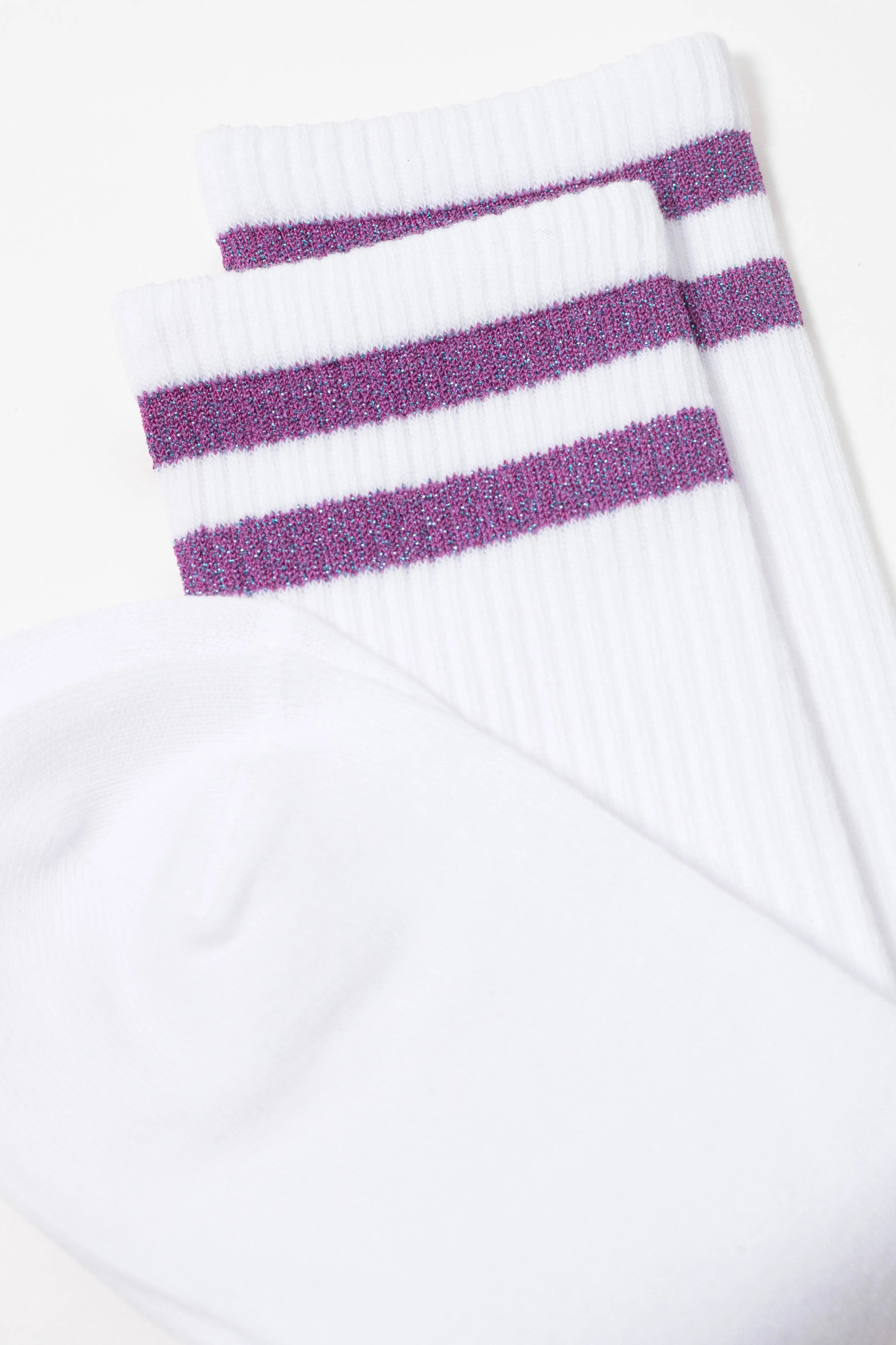 White socks with purple stripes on a white background #color_lilac