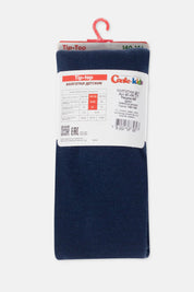 Navy blue socks with a visible brand label on a white background