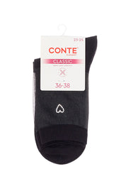 Black ankle sock with Conte label on a white background #color_black