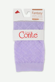 Purple sock with 'Conte' packaging on a white background #color_violet