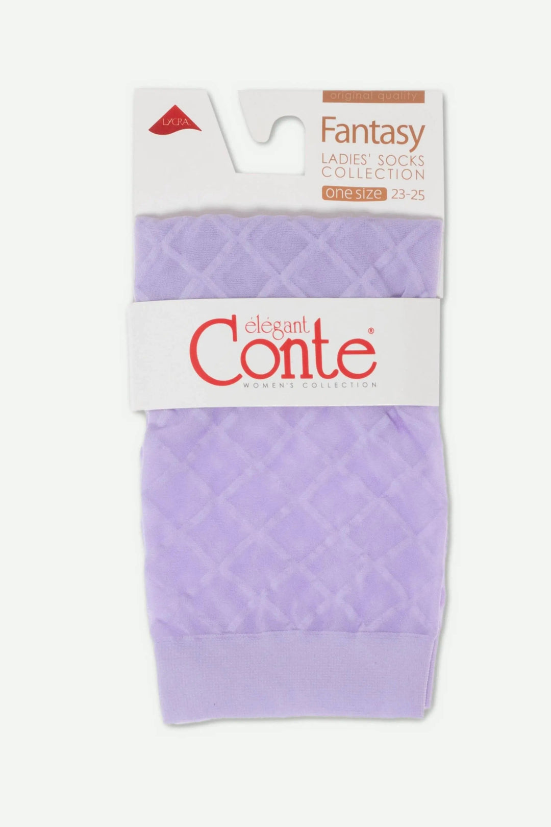 Purple sock with 'Conte' packaging on a white background #color_violet