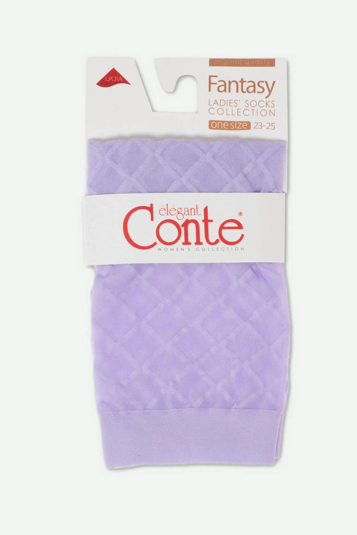 Purple sock with 'Conte' packaging on a white background #color_violet